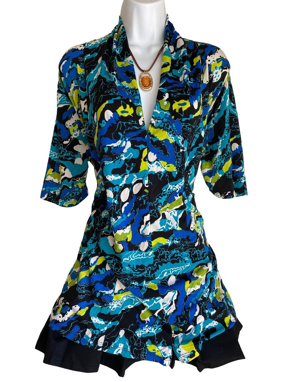 Vintage Double Take Plus 4X Abstract Print Tunic Blouse Button Up Artsy Festival